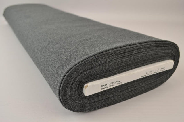Antracit melerad bomullsjersey – naturlig, andningsbar & stretchig (bild 2 av 8)