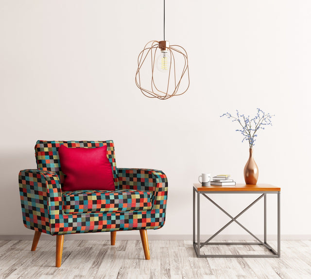PASTELL KONFETTI-RUTOR PÅ SVART BARCELONA JACQUARD DEKORATIONSTYG – KONFETTIRUTOR
