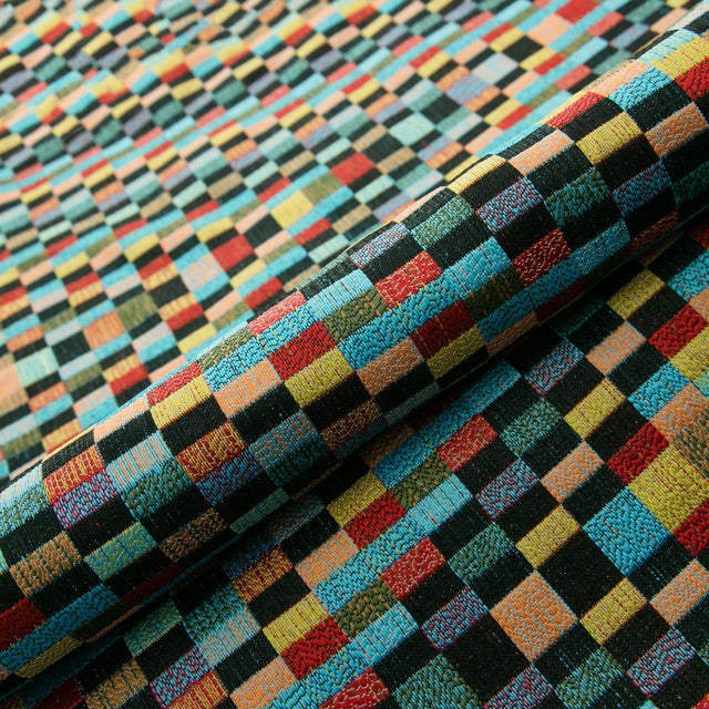VARM KONFETTIRUTOR PÅ SVART BARCELONA JACQUARD DEKORATIONSTYG – KONFETTIRUTOR