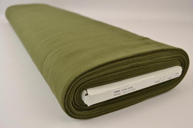 Mörk mossgrön bomullsjersey – naturlig, andningsbar & stretchig (bild 2 av 7)