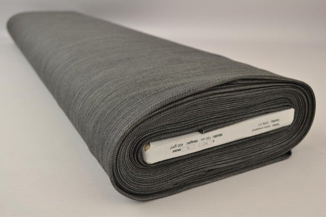 Kylig mellangrå otvättat denim med stretch – 370 g/m² (bild 2 av 9)