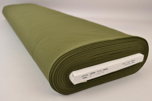 Mossgrön french terry – mjuk bomullsstickad metervara med stretch (bild 2 av 5)