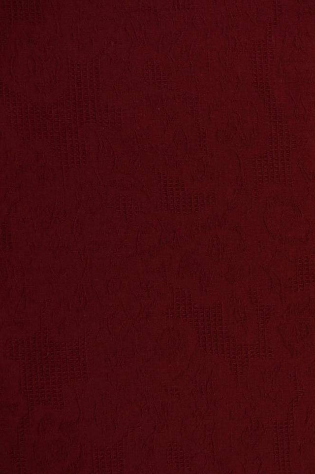Bordeaux bomulls jacquard – våffelstruktur med blommotiv (bild 3 av 5)