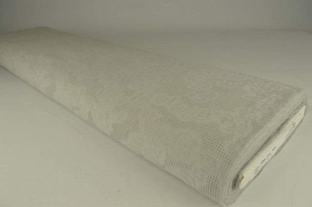 Silvergrå bomulls jacquard – våffelstruktur med blommotiv (bild 2 av 5)