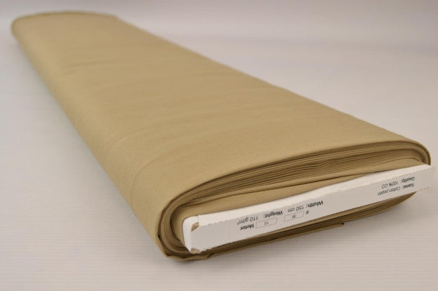 VINTAGE BEIGE BOMULLSPOPLIN – TÄTT VÄVT BOMULLSTYG