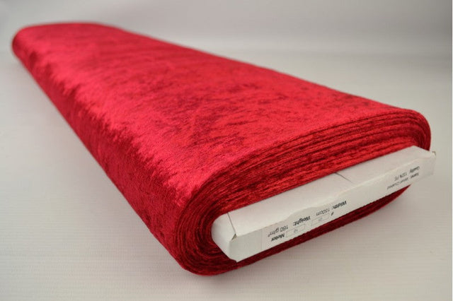 Röd krossad velour – stickad, stretchig & glansfullt fall (bild 2 av 7)