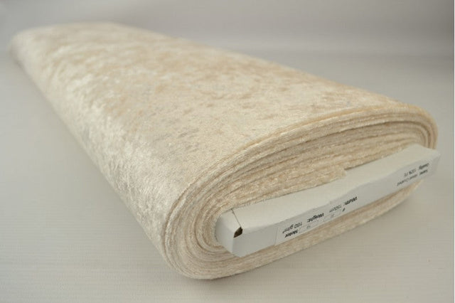 Champagnefärgad krossad velour – stickad, stretchig & glansfullt fall (bild 2 av 7)