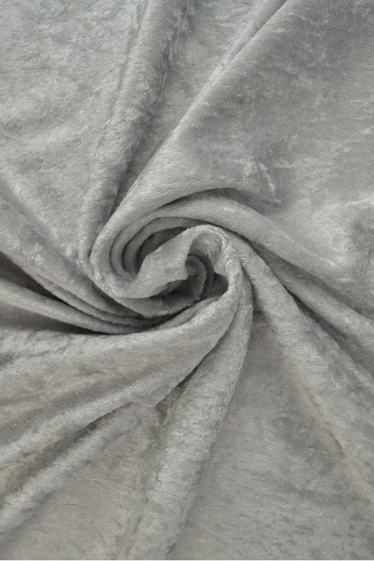 Silvergrå krossad velour – stickad, stretchig & glansfullt fall (bild 1 av 7)