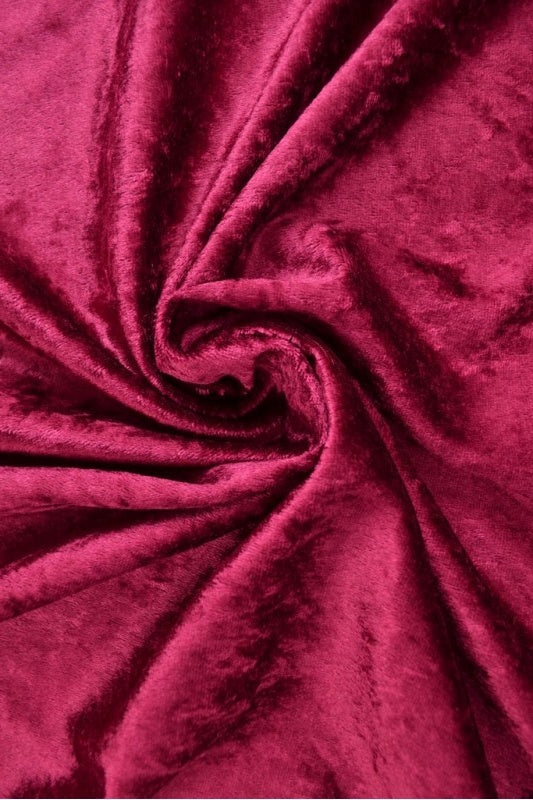 Vinröd krossad velour – stickad, stretchig & glansfullt fall (bild 1 av 7)