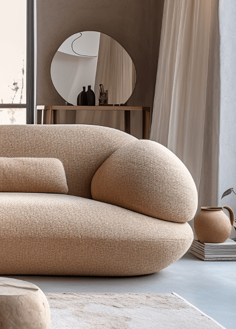 Ljus sand Hevia chenille möbeltyg – mjuk & slitstark (bild 3 av 3)