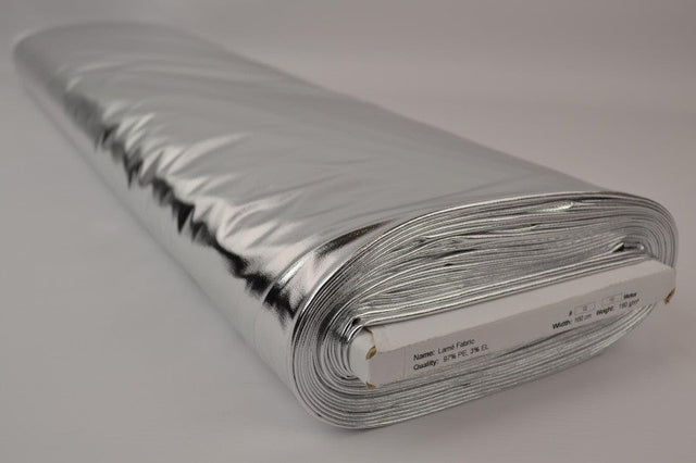 Silverfärgat lamétyg med stretch – metallic glittertyg (bild 2 av 2)