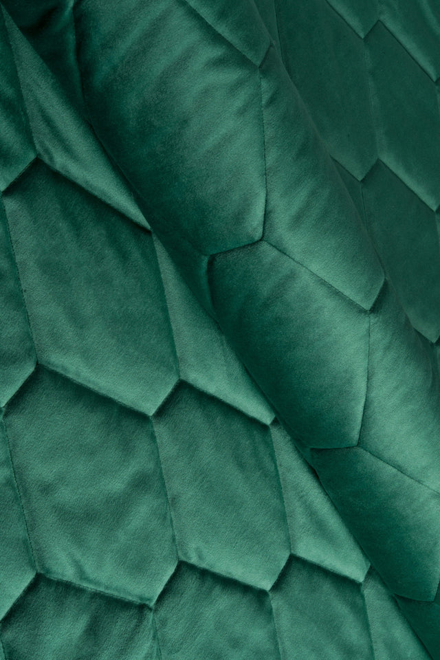 Mörk smaragdgrön magic velvet 3D – quiltad velour med sexkantsmönster (bild 1 av 8)