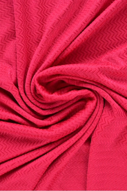 Hallonröd polyamid-elastanjersey med sillbensmönster, draperat (bild 1 av 6)