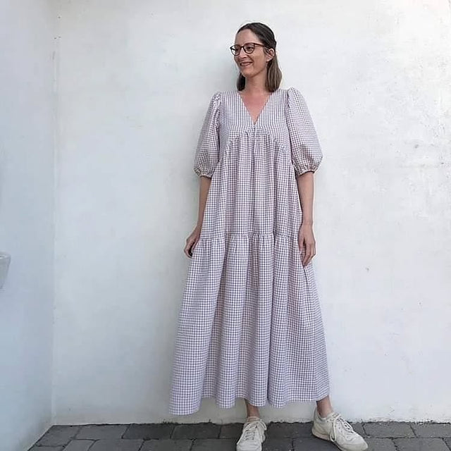 LJUSBRUN SEERSUCKER MED RUTOR