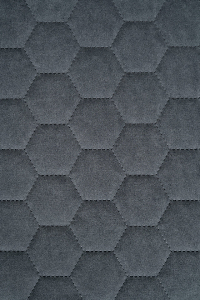 Mörk stormgrå Uttario velvet 3D – quiltad velour med sexkantsmönster (bild 2 av 3)