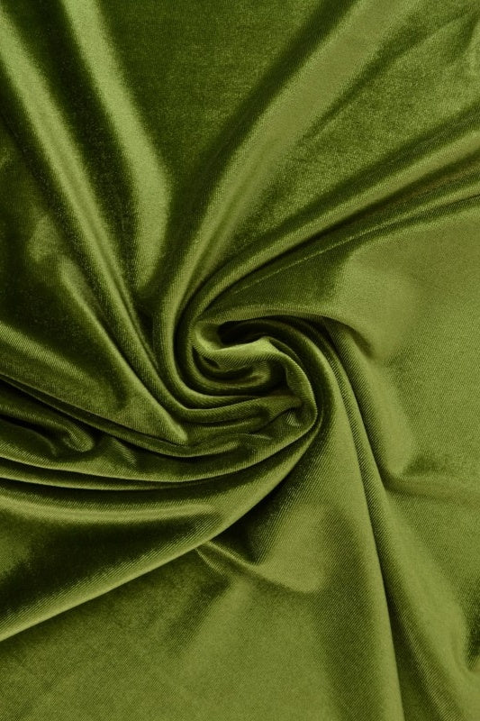 Mossgrön velour med stretch – mjuk stickad kvalitet (bild 1 av 6)