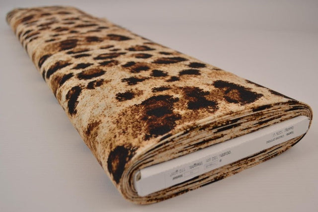 Beige & cognac viscosetyg med leopardtryck (bild 2 av 9)