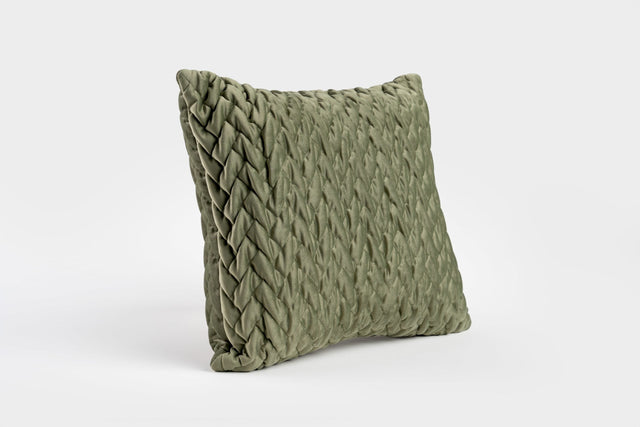 Rökt ljunggrön magic deluxe p300 – quiltad velour med flätmönster (bild 5 av 5)