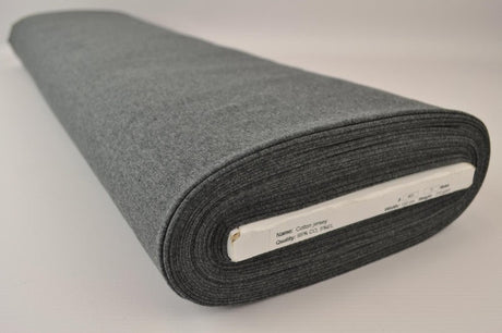 Antracit melerad bomullsjersey – naturlig, andningsbar & stretchig (bild 2 av 8)