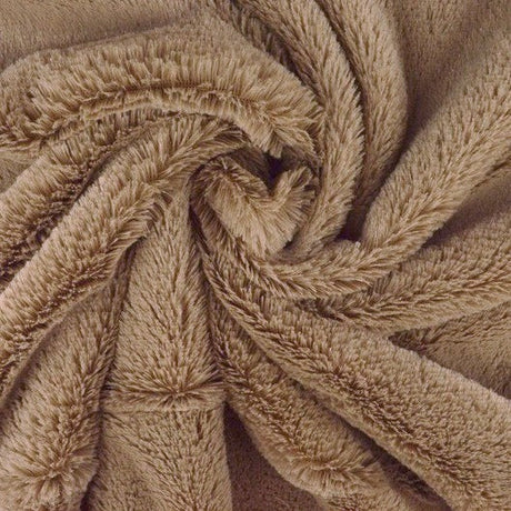 Taupe mjuk plysch – 10 mm lugg & tvärsgående stretch (bild 1 av 5)