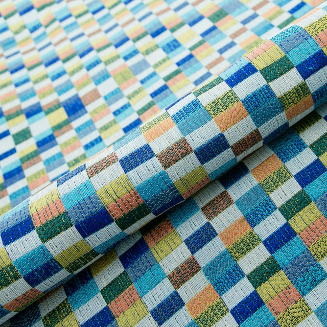 KONFETTI-RUTOR PÅ VIT BARCELONA JACQUARD DEKORATIONSTYG – KONFETTIRUTOR
