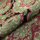 RUBINRÖD PAISLEY PÅ SVART BOMBAJ JACQUARD MÖBELTYG