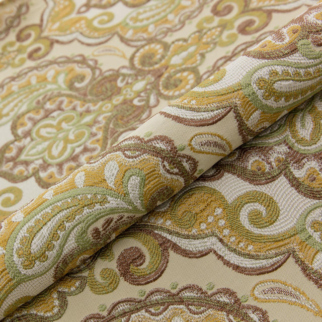 OCKRAGUL PAISLEY PÅ SAND BOMBAJ JACQUARD MÖBELTYG – PAISLEY-MÖNSTER