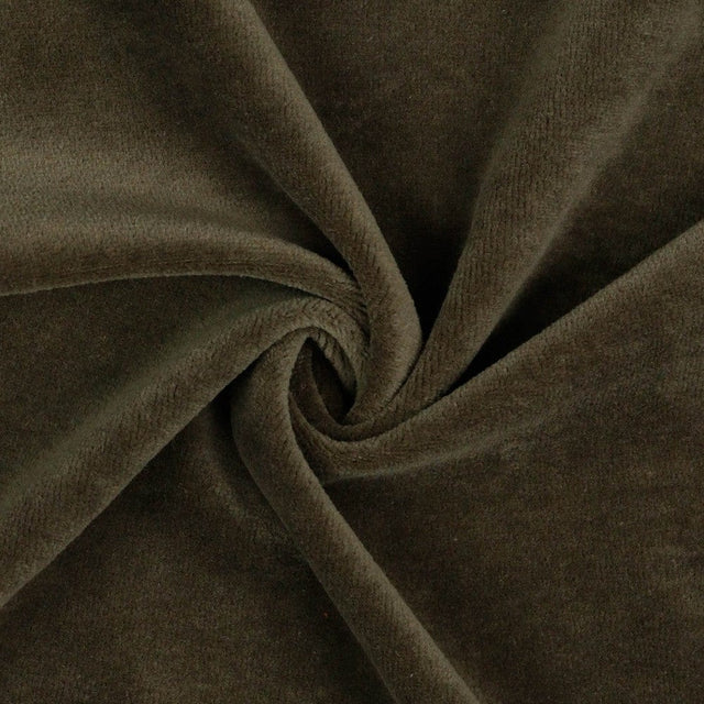 Taupe bomuldsvelour med stræk, metervare til erhverv (billede 1 af 5)