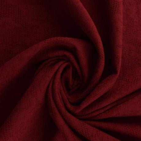 Bordeaux bomulls jacquard – våffelstruktur med blommotiv (bild 1 av 5)