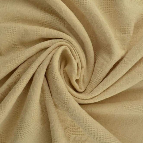 Champagne bomulls jacquard – våffelstruktur med blommotiv (bild 1 av 5)
