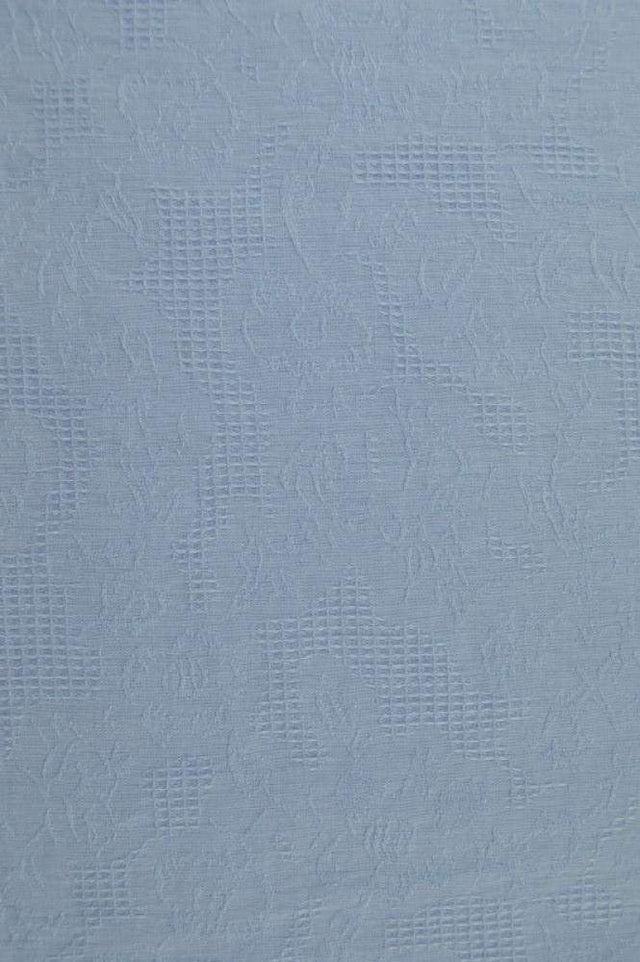 Ljusblå bomulls jacquard – våffelstruktur med blommotiv (bild 3 av 5)