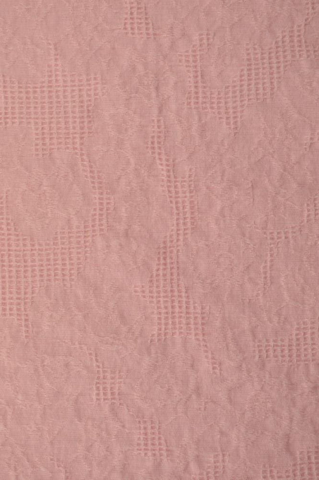 Ljusrosa bomulls jacquard – våffelstruktur med blommotiv (bild 3 av 5)