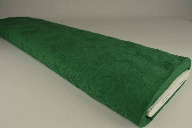 Mörk grön bomulls jacquard – våffelstruktur med blommotiv (bild 2 av 5)