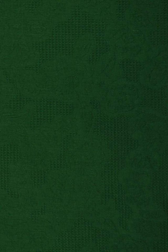 Mörk grön bomulls jacquard – våffelstruktur med blommotiv (bild 3 av 5)