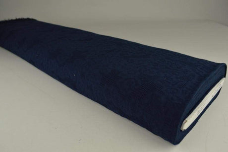 Navy bomulls jacquard – våffelstruktur med blommotiv (bild 2 av 5)