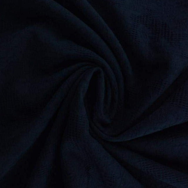 Navy bomulls jacquard – våffelstruktur med blommotiv (bild 1 av 5)