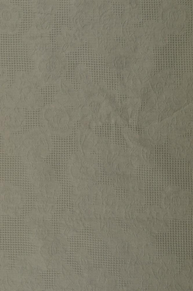 Silvergrå bomulls jacquard – våffelstruktur med blommotiv (bild 3 av 5)