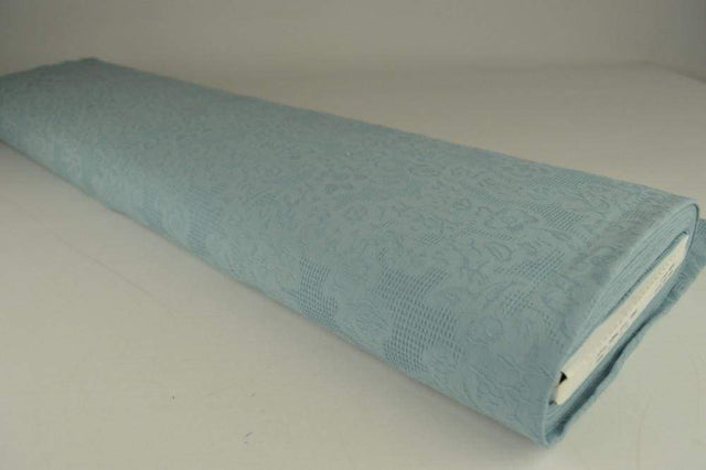 Vintage blå bomulls jacquard – våffelstruktur med blommotiv (bild 3 av 5)
