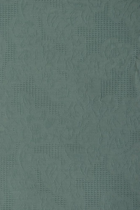 Vintage blå bomulls jacquard – våffelstruktur med blommotiv (bild 2 av 5)