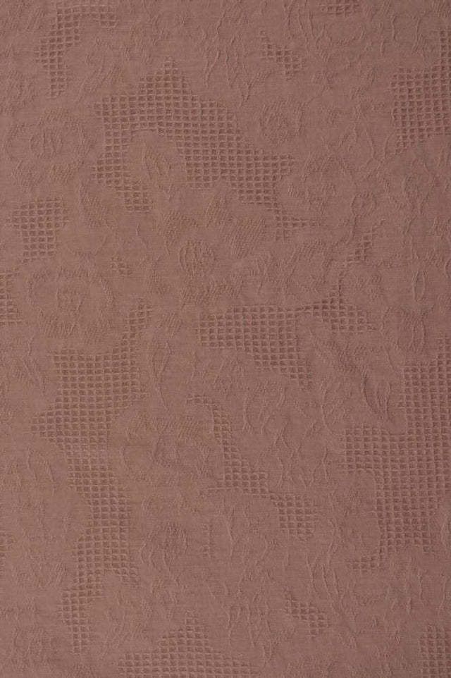 Vintage ljusrosa bomulls jacquard – våffelstruktur med blommotiv (bild 3 av 5)