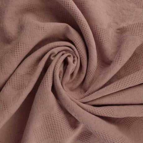 Vintage ljusrosa bomulls jacquard – våffelstruktur med blommotiv (bild 1 av 5)
