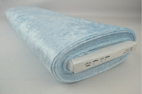 Babyblå krossad velour – stickad, stretchig & glansfullt fall (bild 2 av 7)