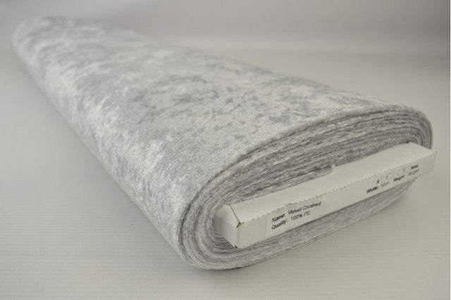Silvergrå krossad velour – stickad, stretchig & glansfullt fall (bild 2 av 7)