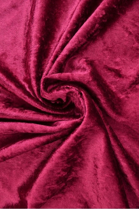 Vinröd krossad velour – stickad, stretchig & glansfullt fall (bild 1 av 7)