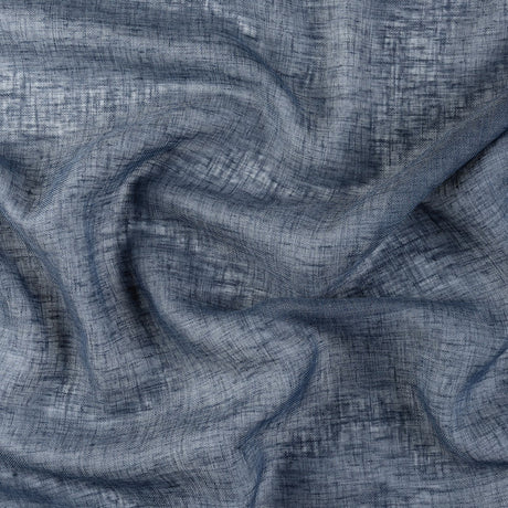 Let hør-voile med naturstruktur — havblå, stofprøve