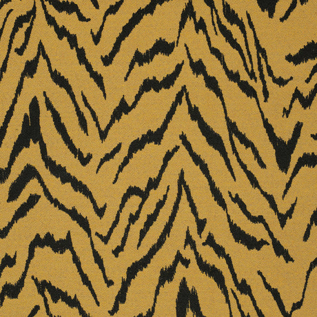 Jacquard gardinstof med tigermønster — sennepsgul & sort, stofprøve
