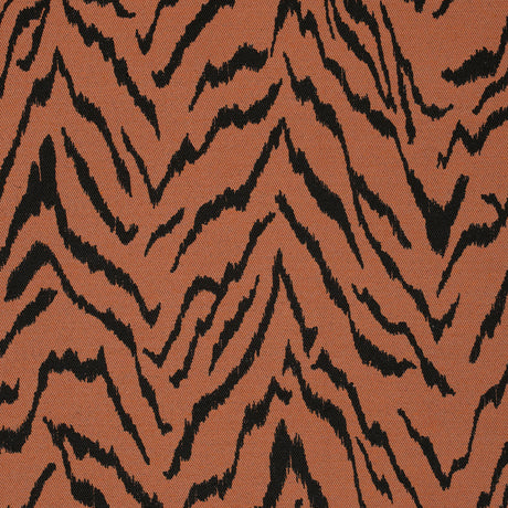Jacquard gardinstof med tigermønster — terrakotta & sort, stofprøve