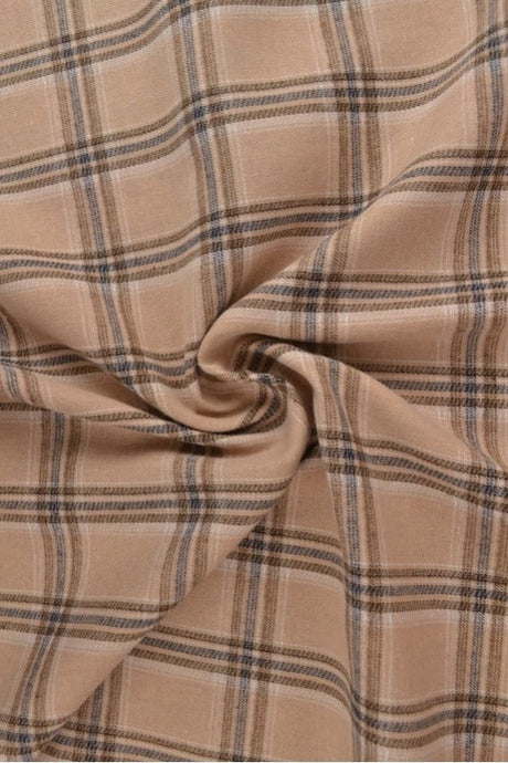 Beige skotskrutig flanell m. svarta och blå linjer (bild 1 av 14)