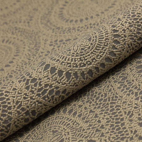 Sandbeige spets på mörkbrun lilly jacquard möbeltyg – blondmönster (bild 1 av 3)
