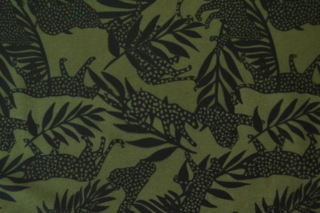 Grön lycra – leopard- och palmmönster, 4-vägs stretch & snabbtorkande (bild 2 av 3)